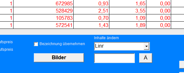 Preise und Bezeichnungen nicht überschreiben