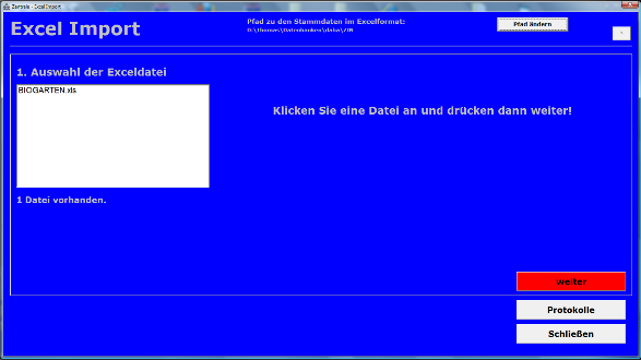 Biogarten Stammdaten einlesen