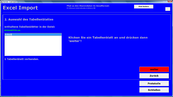 Biogarten Stammdaten einlesen