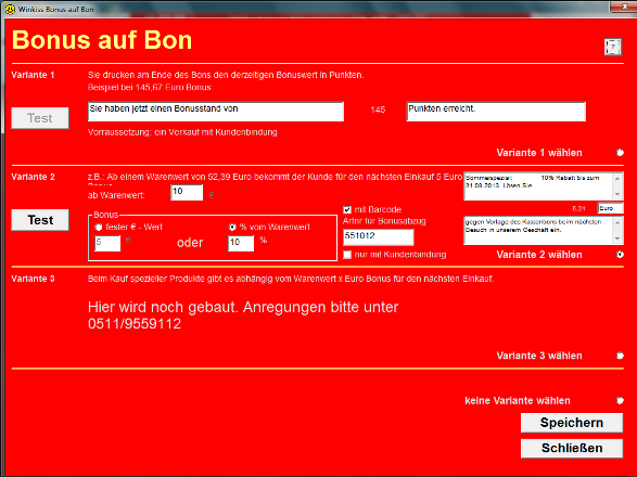 Bonus als Strichcode auf dem Bon