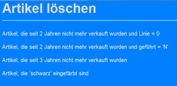 Wie lösche ich alte Artikeldaten?