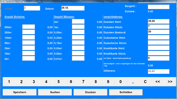 Bestandsführung der Dukaten