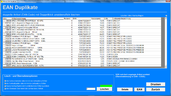 EAN - Duplikate ermitteln und entfernen