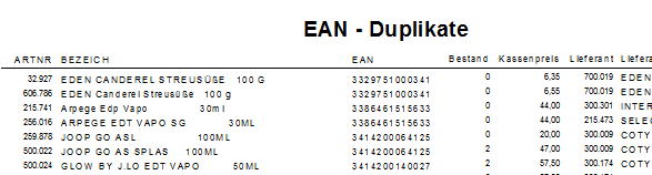 EAN - Duplikate ermitteln und entfernen