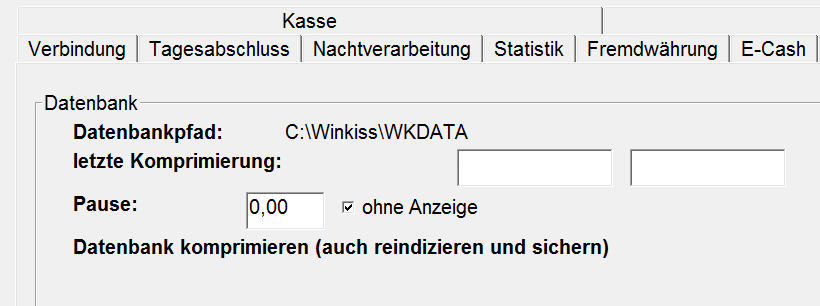 Fehler bei der Komprimierung der Datenbank