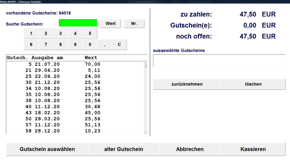 Gutscheine mit Strichcode