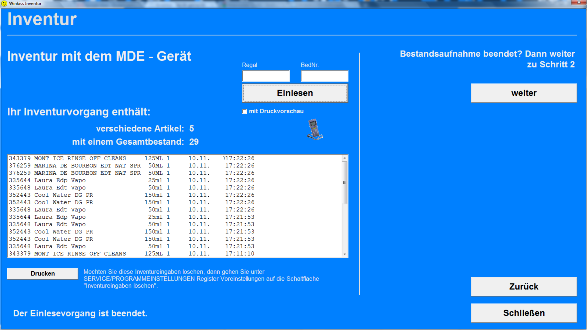 Inventur mit MDE - Gerät