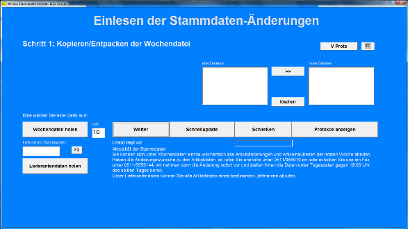 Artikelstammdaten eines Lieferanten aktualisieren