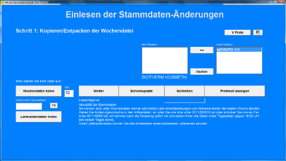 Artikelstammdaten eines Lieferanten aktualisieren