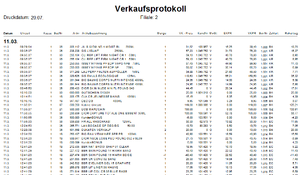 Tagesprotokoll drucken