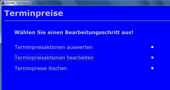 Terminpreisaktion in der Zentrale mit Import